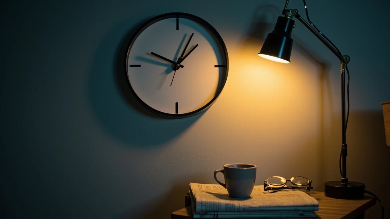 Zegar wskazujący godzinę 21:21 na ciemnym tle, dyskretna symbolika liczb